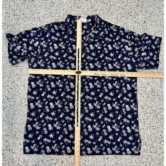 Disneyland Resort Polo Hawaiian Allover Print SS‎ Navy Men's L Mickey Pineapples - Picture 5 of 12